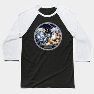 Zeus vs Poseidon Arm Wrestling Baseball T-Shirt